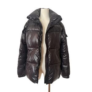 S13 Black Short Puffer Jacket Shiny Missing Size Tag but Measures M/L